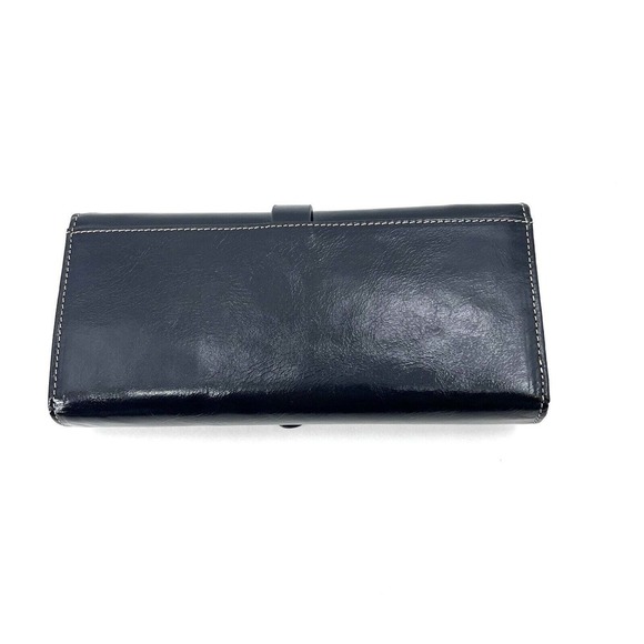 S-ZONE Womens Black Genuine Leather Tri-Fold Long Wallet - Picture 4 of 6